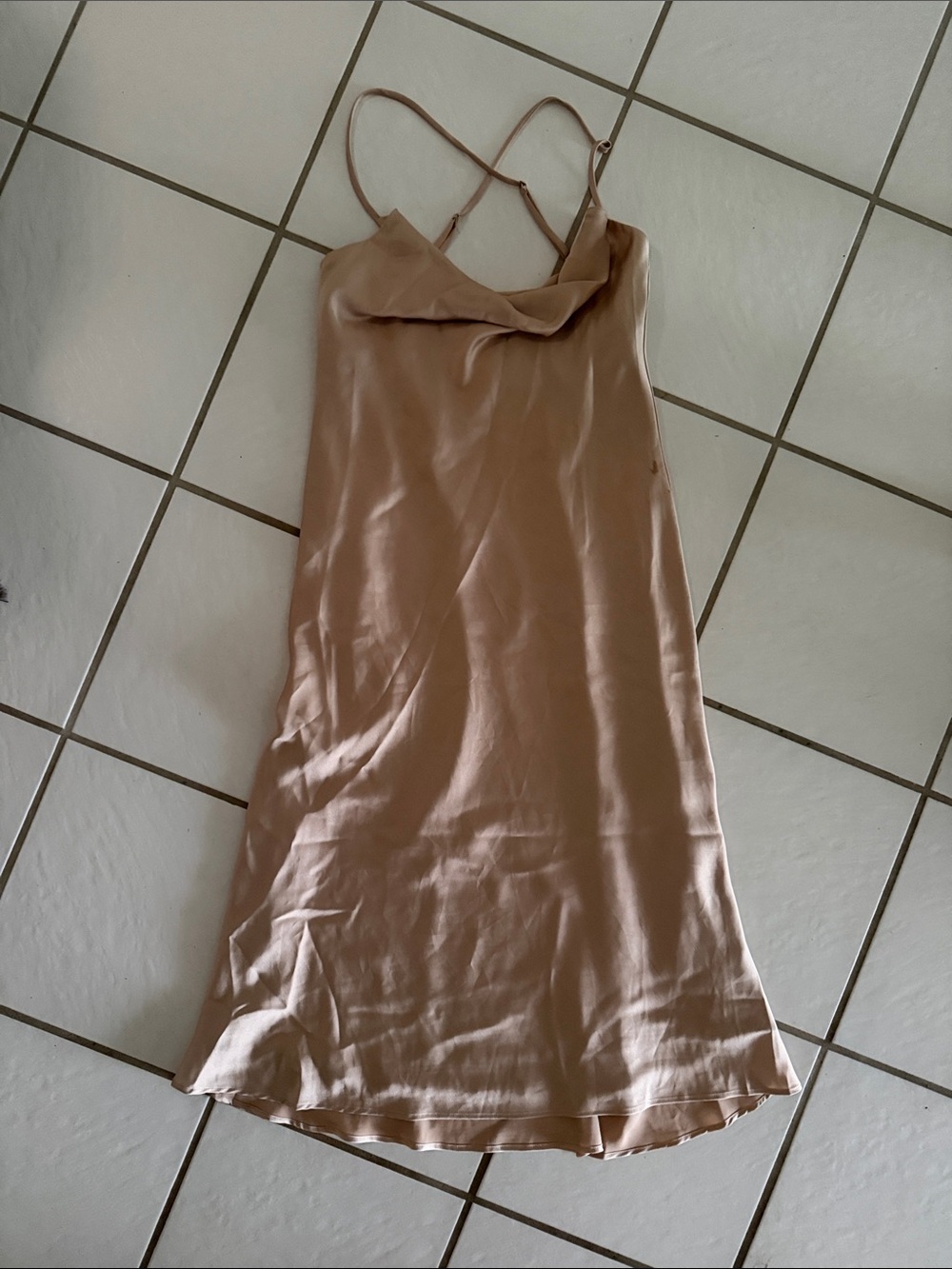 Show Me Your MuMu Satin Slip Midi Dress in Blush Taupe
